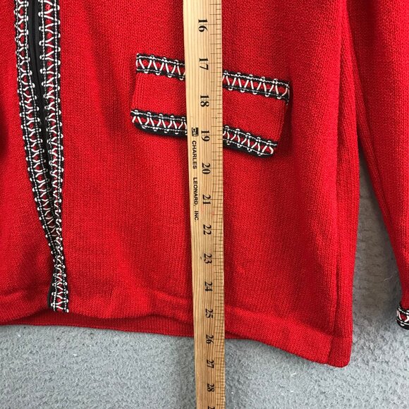 St. John Collection Marie Gray Blazer Women size 4 Red Santana Knit Half Zip - Picture 5 of 10